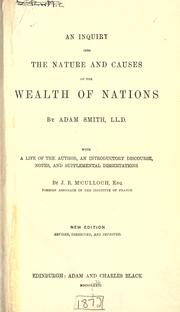 Cover of: An inquiry into the nature and causes of the wealth of nations by Adam Smith