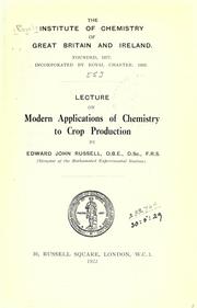 Cover of: Modern applications of chemistry to crop production.