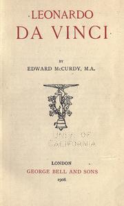 Cover of: Leonardo da Vinci by Edward McCurdy, Edward McCurdy