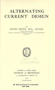 Cover of: Alternating current design by Julius Frith