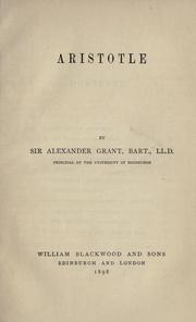 Cover of: Aristotle by Grant, Alexander Sir
