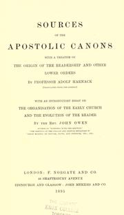 Sources of the Apostolic canons by Adolf von Harnack