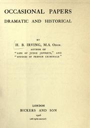 Occasional papers by Henry Brodribb Irving