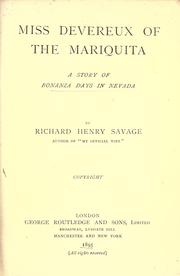 Cover of: Miss Devereux of the Mariquita by Savage, Richard