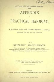 Cover of: Appendix to Practical harmony: a series of questions and progressive exercises intended for the use of students