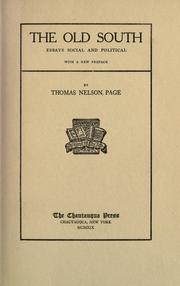 Cover of: The old South by Thomas Nelson Page