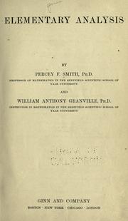 Cover of: Elementary analysis by Percey F. Smith