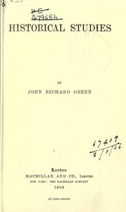 Cover of: Historical studies. by John Richard Green