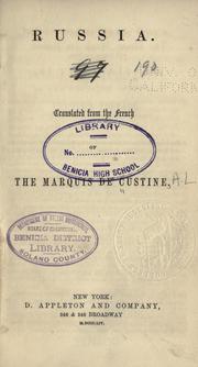 Cover of: Russia. by Astolphe marquis de Custine