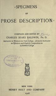 Specimens of prose description cover