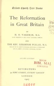 Cover of: The Reformation in Great Britain