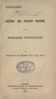 Cover of: History, and present position, of the Rothamsted investigations. by Joseph Henry Gilbert
