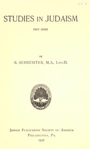 Cover of: Studies in Judaism by Solomon Schechter