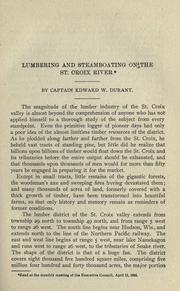 Cover of: Lumbering and steamboating on the St. Croix River by Edward White Durant