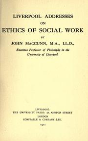 Cover of: Liverpool addresses on ethics of social work