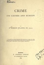 Cover of: Crime, its causes and remedy.