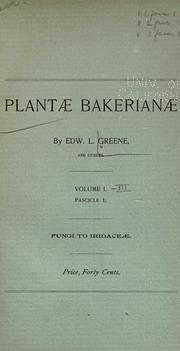 Cover of: Plantae Bakerianae