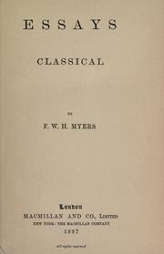 Cover of: Essays--classical by Frederic William Henry Myers