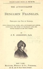 Cover of: The autobiography of Benjamin Franklin. (Complete.) by Benjamin Franklin