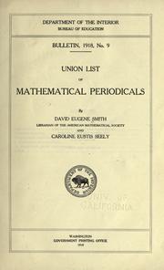 Cover of: Union list of mathematical periodicals by David Eugene Smith