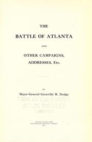 Cover of: The battle of Atlanta by Grenville Mellen Dodge