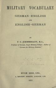 Cover of: Military vocabulary: German-English and English-German.