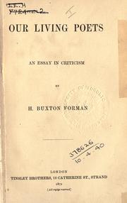 Cover of: Our living poets by H. Buxton Forman