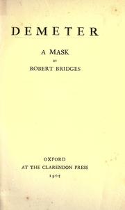 Cover of: Demeter by Robert Seymour Bridges, Robert Seymour Bridges