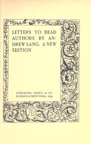 Letters to dead authors by Andrew Lang