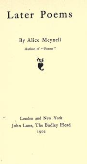 Cover of: Later poems by Alice Christiana Thompson Meynell