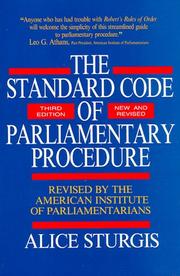 Cover of: Standard Code of Parliamentary Procedure by Alice Sturgis, Alice Sturgis