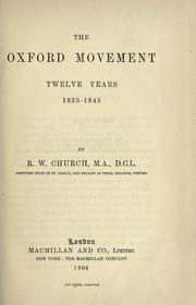 Cover of: The Oxford movement by Richard William Church