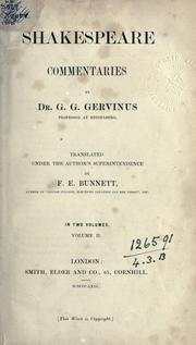 Cover of: Shakespeare commentaries. by Gervinus, Georg Gottfried