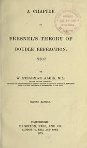 Cover of: A chapter on Fresnel's theory of double refraction