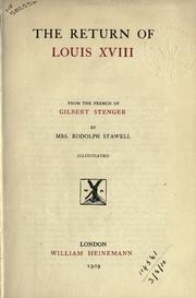 Cover of: return of Louis XVIII