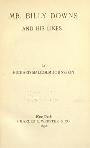 Mr. Billy Downs and his likes by Richard Malcolm Johnston