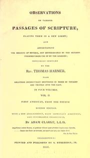 Cover of: Observations on various passages of Scripture by Thomas Harmer, Thomas Harmer