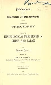 Cover of: Hindu logic as preserved in China and Japan.