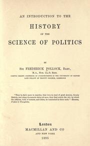 Cover of: An introduction to the history of the science of politics by Sir Frederick Pollock