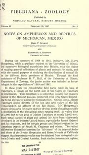 Cover of: Notes on amphibians and reptiles of Michoacan, Mexico