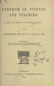 Cover of: Freedom in science and teaching by Ernst Haeckel, Ernst Haeckel