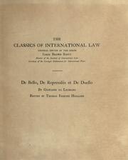 Cover of: Tractatus de bello, de represaliis et de duello