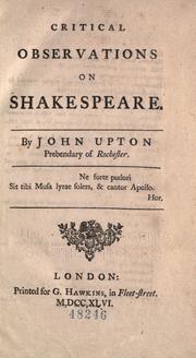 Cover of: Critical observations on Shakespeare