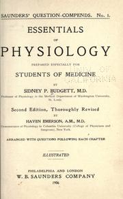 Essentials of physiology by Sidney Payne Budgett