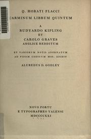 Cover of: Q. Horati Flacci Carminum librum quintum by A. D. Godley