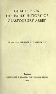 Cover of: Chapters on the early history of Glastonbury Abbey