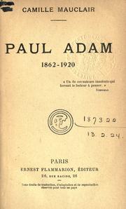 Cover of: Paul Adam, 1862-1920. by Camille Mauclair