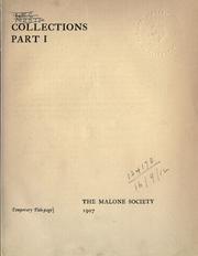 Cover of: Collections. by Malone Society.