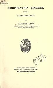 Cover of Corporation finance by Lyon, Hastings