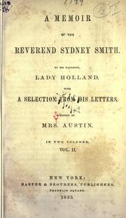 Cover of: A memoir of the Reverend Sydney Smith. by Sydney Smith